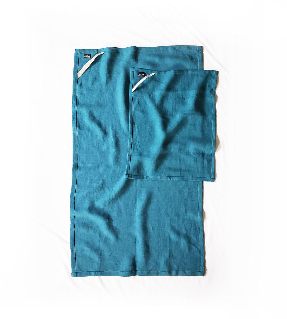 Sustainable Large Camping Towel | Lava Luxe Towels | Lava Linens Caribbean Blue